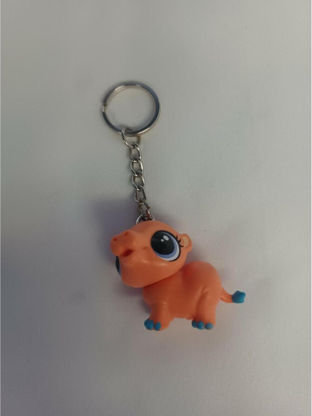 Orange Blue Pig Pet Animal Mini Figure Keychain